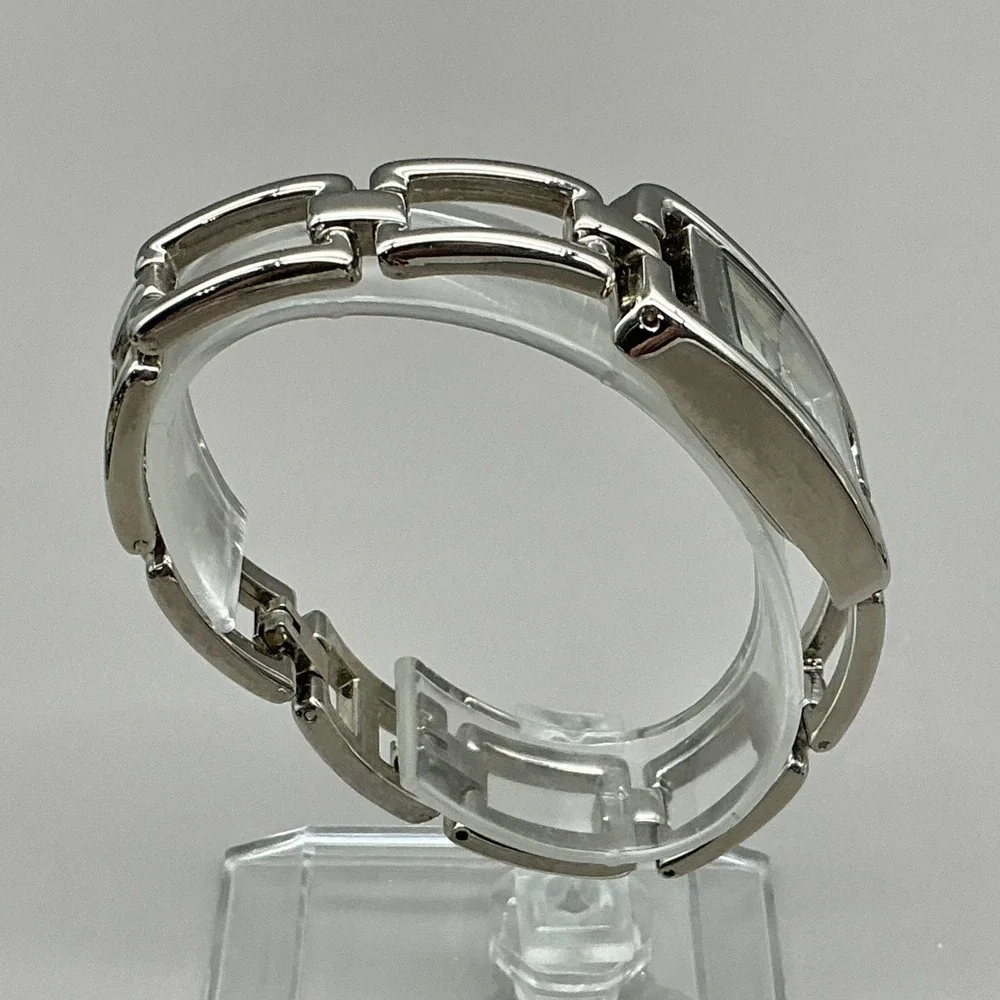 Nine West Womens Watch White Dial Silver Tone Bracelet Rectangular NEW BATTERY
